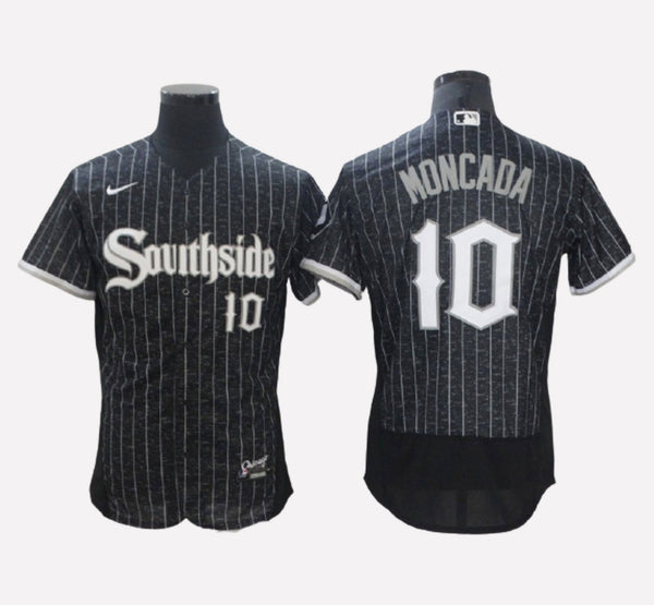 Chicago White Sox #10 Yoan Moncada Black FlexBase Men's Stitched Jersey