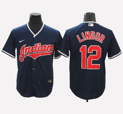 Cleveland Indians #12 Francisco Lindor Men's Stitched Jersey