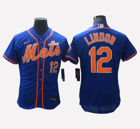 New York Mets #12 Francisco Lindor FlexBase Men's Stitched Jersey