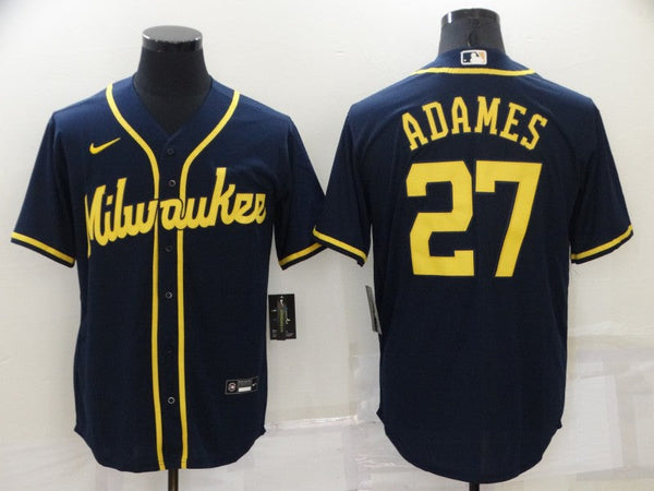 Men's Milwaukee Brewers Willy Adames Player Navy Jersey