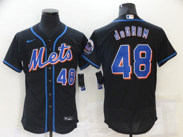 Men's Jacob deGrom #48 New York Mets Player Black Jersey -Flex Base