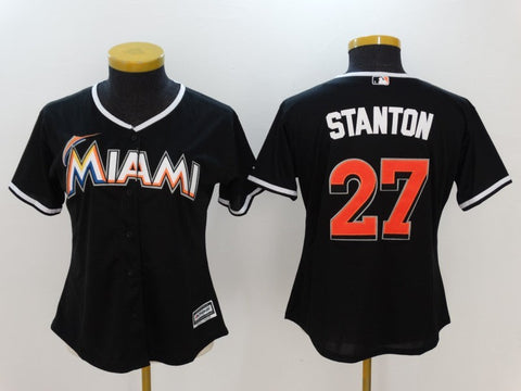 Women's Giancarlo Stanton Miami Marlins Player Black  Jersey