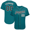 Custom Aqua Black Pinstripe Black-White Authentic Baseball Jersey