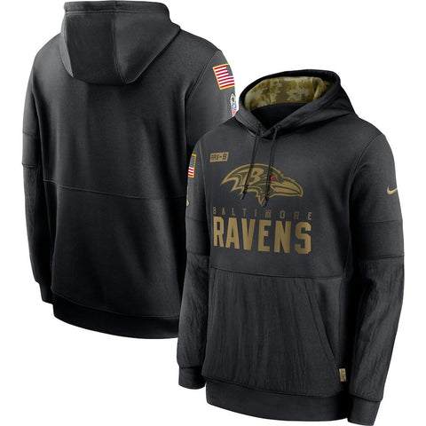 Men's Baltimore Ravens Black Hoodie Salute to Service Sideline Performance