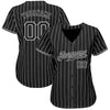 Custom Black White Pinstripe Black-White Authentic Baseball Jersey