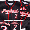 Custom Black White Pinstripe White-Red Authentic Baseball Jersey