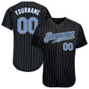 Custom Black Light Blue Pinstripe Light Blue-White Authentic Baseball Jersey