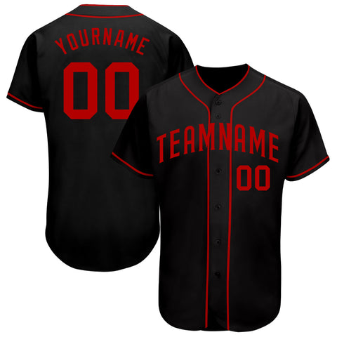 Custom Black Red Authentic Baseball Jersey