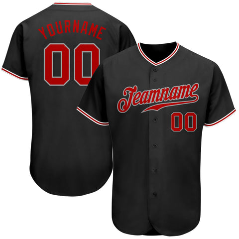 Men's Custom Black Red Authentic Baseball Jersey