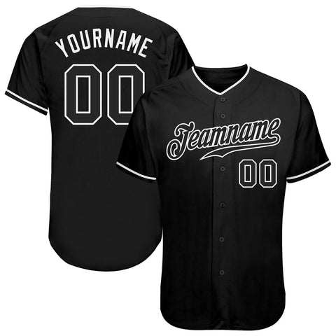 Men's Custom Black White Authentic Baseball Jersey