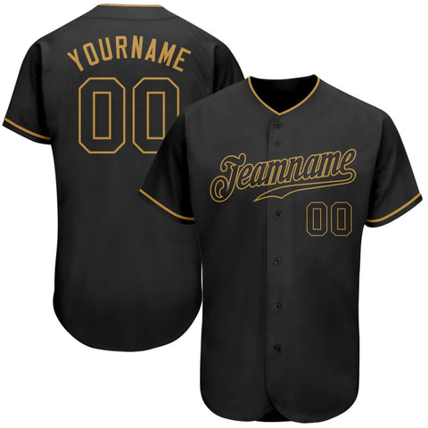 Men's Custom Black Gold Authentic Baseball Jersey