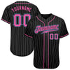 Men's Custom Black Pink Pinstripe Authentic Baseball Jersey