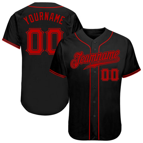 Men's Custom Black Red Authentic Baseball Jersey