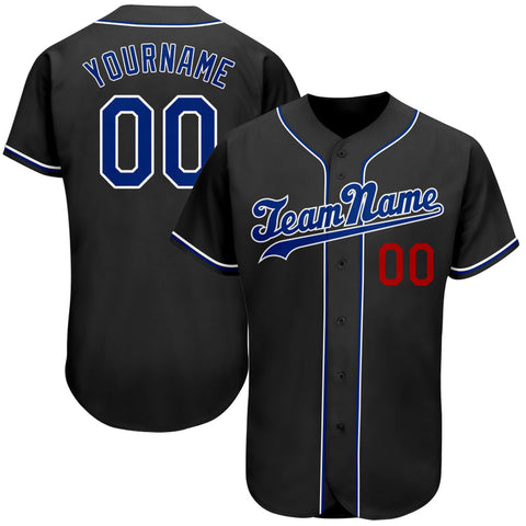 Men's Custom Black Royal Authentic Baseball Jersey