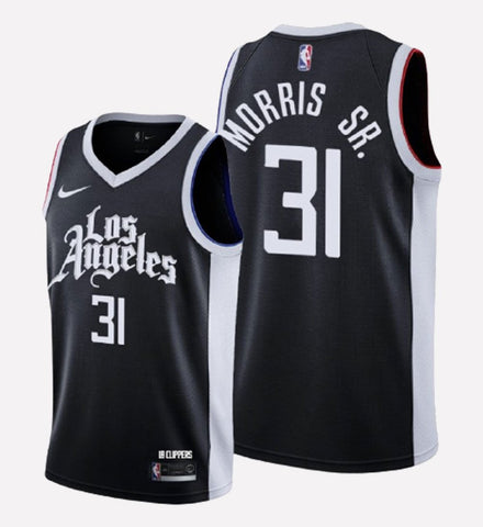 Men's Los Angeles Clippers #31 Marcus Morris stitched jersey