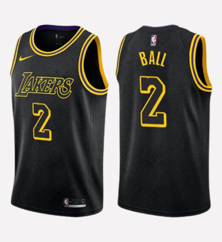 Men's Los Angeles Lakers #2 Lonzo Ball stitched jersey