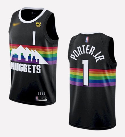 Men's Denver Nuggets #1Michael Porter Jr. black stitched jersey