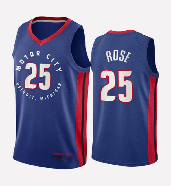 Men's Detroit Pistons #25 Derrick Rose stitched jersey