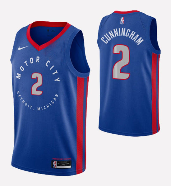 Men's Detroit Pistons #2 Cade Cunningham stitched jersey