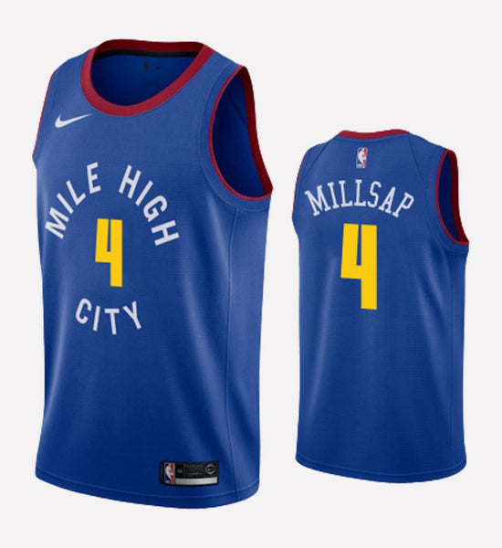 Men's Denver Nuggets #4 Paul Millsap stitched jersey