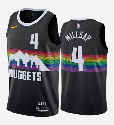 Men's Denver Nuggets #4 Paul Millsap stitched jersey