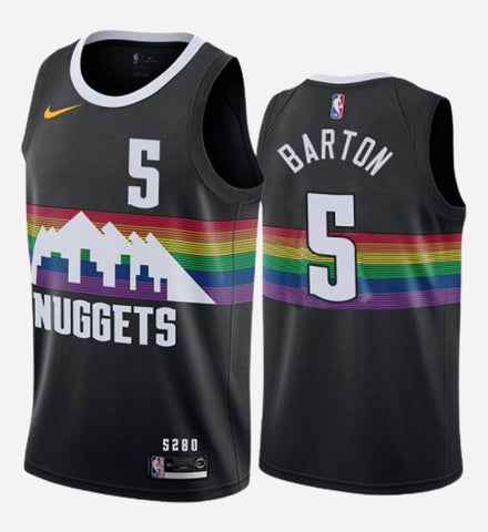 Men's Denver Nuggets #5 Will Barton stitched jersey