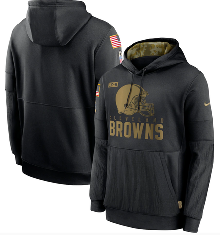 Men's Cleveland Browns Black Hoodie Salute to Service Sideline Performance
