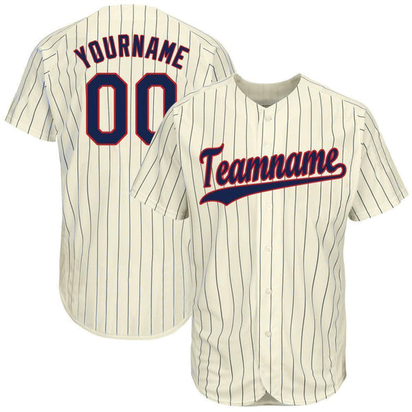 Men's Custom Cream Navy Authentic Baseball Jersey
