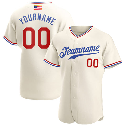 Men's Custom Cream Royal Authentic Baseball Jersey