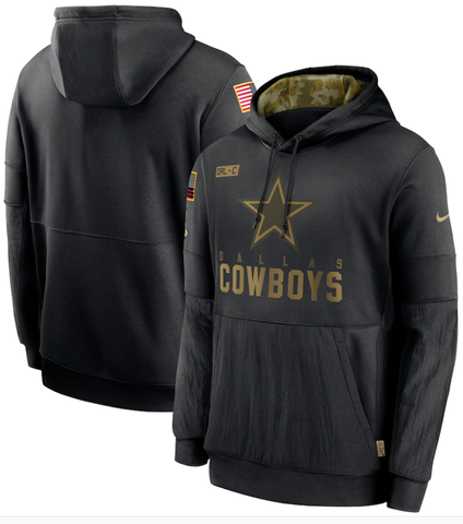 Men's Dallas Cowboys Black Hoodie Salute to Service Sideline Performance