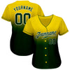 Custom Gold Green-White Authentic Fade Fashion Baseball Jersey