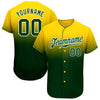 Custom Gold Green-White Authentic Fade Fashion Baseball Jersey