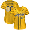 Custom Gold Black Pinstripe Black-White Authentic Baseball Jersey