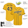 Custom Gold Black Pinstripe Black-White Authentic Baseball Jersey