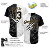 Custom Graffiti Pattern Black-Old Gold 3D Authentic Baseball Jersey