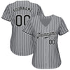 Custom Gray Black Pinstripe Black-White Authentic Baseball Jersey