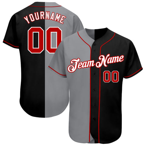 Men's Custom Gray Black Split Authentic Baseball Jersey