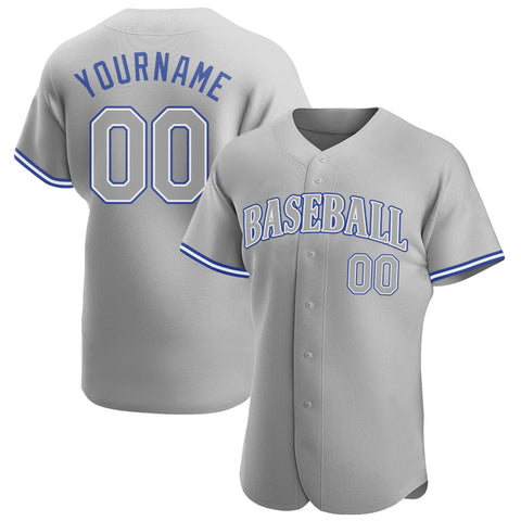 Men's Custom Gray Royal Authentic Baseball Jersey