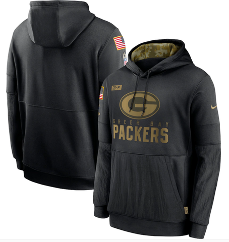 Men's Green packers Black Hoodie Salute to Service Sideline Performance