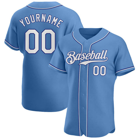 Men's Custom Light Blue White Split Authentic Baseball Jersey