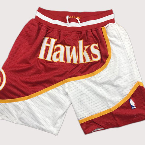 Men's Atlanta Hawks Shorts Red white, Hawks Mens Basketball Shorts Stitched