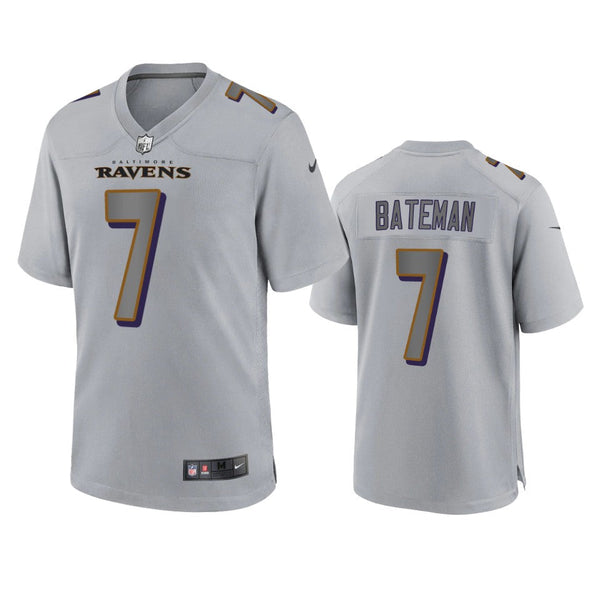 Men's Baltimore Ravens Rashod Bateman Gray Atmosphere Fashion Limited Jersey