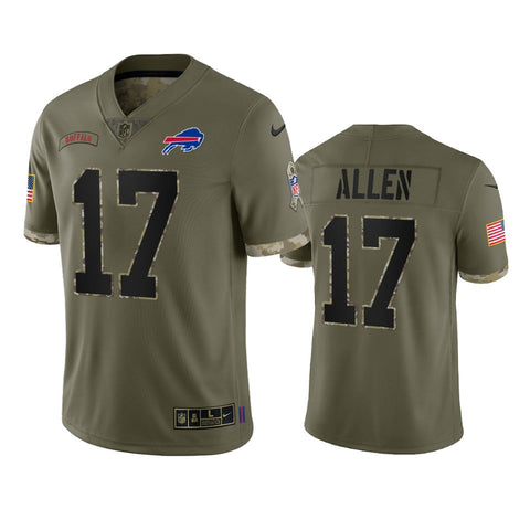 Men's Buffalo Bills Josh Allen Olive 2022 Salute To Service Limited Jersey