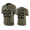 Men's Carolina Panthers Christian McCaffrey Olive 2022 Salute To Service Limited Jersey