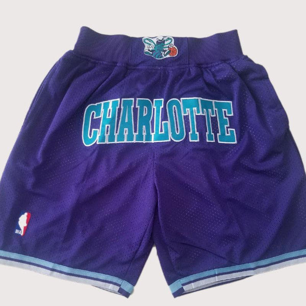 Men's Charlotte Hornets Shorts Purble, Hornets Mens Basketball Shorts Stitched