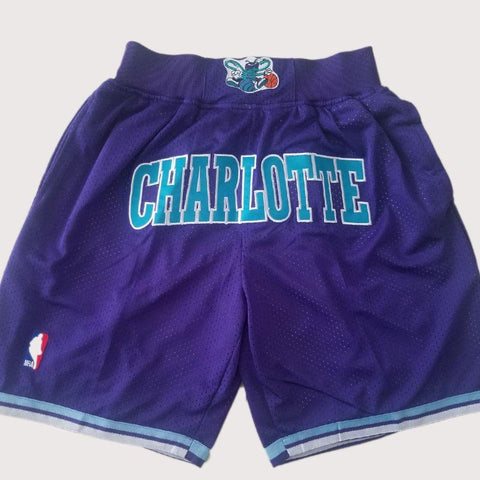 Men's Charlotte Hornets Shorts Purble, Hornets Mens Basketball Shorts Stitched