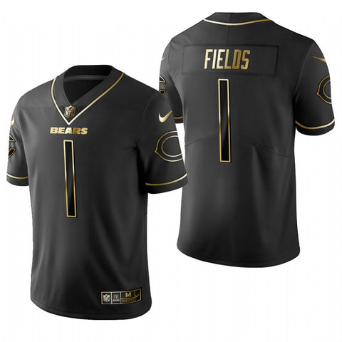 Men's Chicago Bears Justin Fields Black Golden Limited Jersey