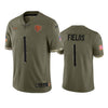 Men's Chicago Bears Justin Fields Olive 2022 Salute To Service Limited Jersey