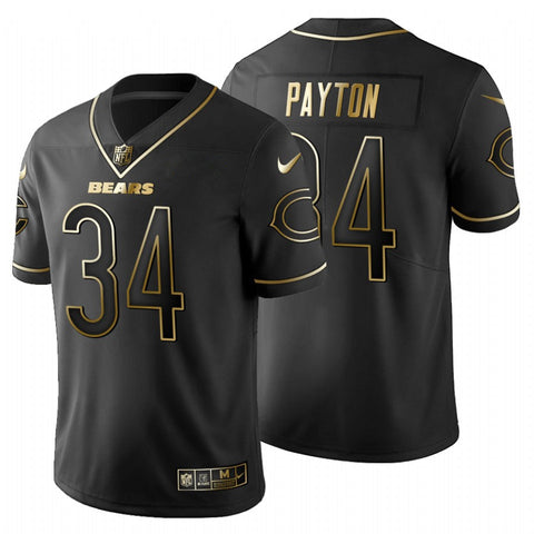Men's Chicago Bears Walter Payton Black Golden Limited Jersey