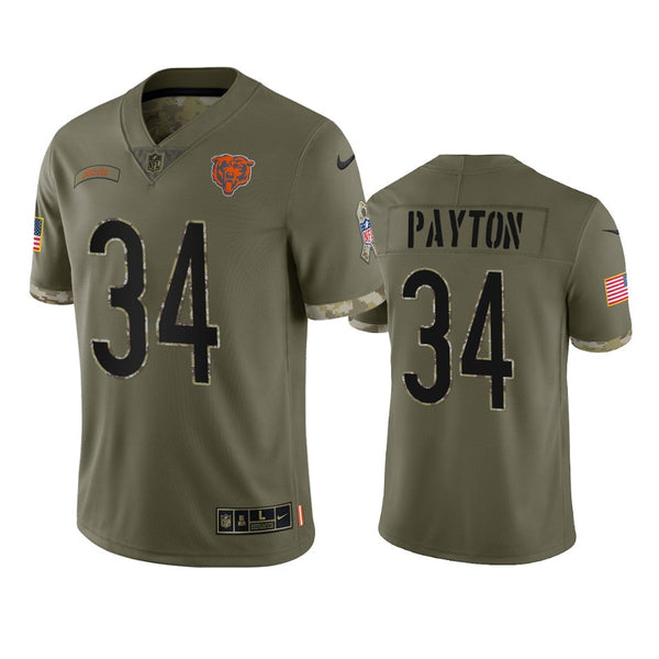 Men's Chicago Bears Walter Payton Olive 2022 Salute To Service Limited Jersey